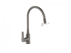 Invena KSANTI SLIM 2F konyhai csaptelep, álló, flexibilis kifolyócsővel, 2 funkciós, gunmetal
