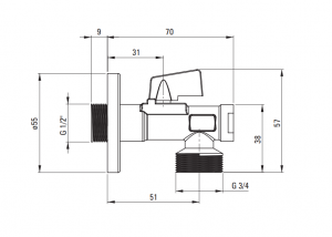 Deante Golyós szelep, mosógép vagy mosogatógép csatlakoztatásához, 1/2" - 3/4"