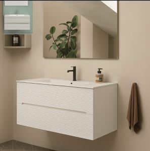 AdattoCasa Rigo 2 fiókos függesztett alsó bútor, 100 cm, Bianco Neve