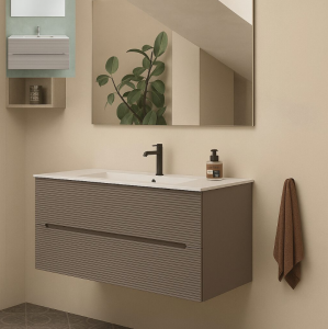 AdattoCasa Rigo 2 fiókos függesztett alsó bútor, 100 cm, Grigio Caldo