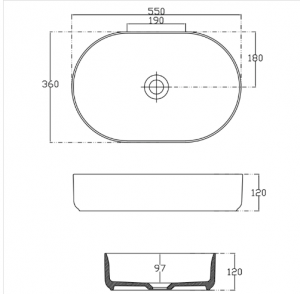 Sapho Infinity Oval mosdó, 55x36 cm