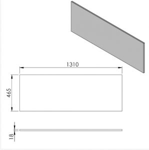 Sapho Cirasa DTDL pult, 131 x 46,5 x 1,8 cm, Fényes fehér