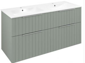 Sapho Cirasa Mosdótartó szekrény, dupla mosdóval, 121 x 66 x 46 cm, Verde Strip