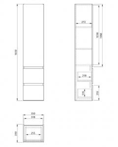 Aqualine Paneda állószekrény, jobbos/balos, 35 x 165 x 31 cm, Emporio tölgy