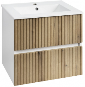 Aqualine Paneda Strip mosdótartó szekrény, mosdó nélkül, 59,5 x 55,5 x 45,2 cm, Emporio tölgy