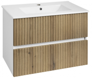 Aqualine Paneda Strip mosdótartó szekrény, mosdó nélkül, 74,5 x 55 x 45,2 cm, Emporio tölgy