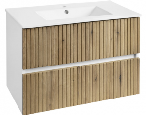 Aqualine Paneda Strip mosdótartó szekrény, mosdó nélkül, 79,5 x 55 x 45,2 cm, Emporio tölgy