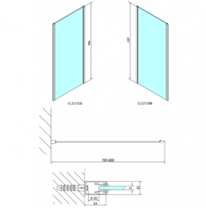 POLYSAN EASY LINE BLACK oldalfal, 800mm, matt fekete profil/transzparent, EL3215B