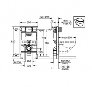 Grohe Rapid SL alacsony beépítésű szerelő elem fali WC-hez