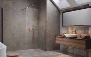 Modo New Brushed Copper II Walk-in szálcsiszolt réz zuhanyfal 140