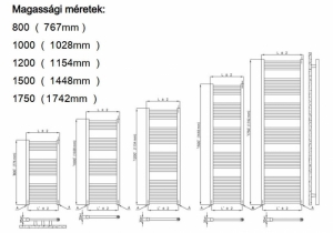 Egyenes csőradiátor  Fehér (BAGNO LINE) 500x800