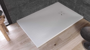 Kolpa San Limbo zuhanytálca öntött műmárvány beépíthető vagy padlóra helyezhető, fehér színben, szifonnal