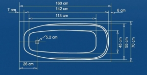 Sanotechnik LINEA MINI 120 testformájú fürdőkád