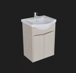 TBoss Linzy 55 cm-es fürdőszobaszekrény mosdóval, 2 ajtóval, fali rögzítéssel , króm lábszettel