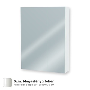 Tboss Mirror Box Bespa 60 tükrös felsőszekrény, 2 ajtós, Magasfényű fehér