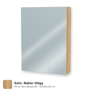 Tboss Mirror Box Bespa 60 tükrös felsőszekrény, 2 ajtós, Natúr tölgy