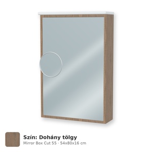 Tboss Mirror Box Cut 55 tükrös felsőszekrény, 1 ajtós, balos nyitás, Dohány tölgy