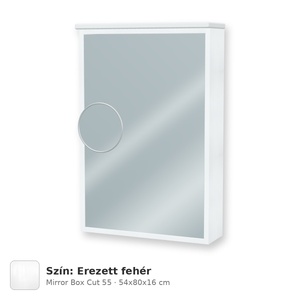 Tboss Mirror Box Cut 55 tükrös felsőszekrény, 1 ajtós, balos nyitás, Erezett fehér