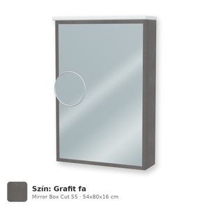 Tboss Mirror Box Cut 55 tükrös felsőszekrény, 1 ajtós, balos nyitás, Grafit fa