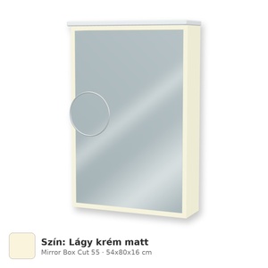 Tboss Mirror Box Cut 55 tükrös felsőszekrény, 1 ajtós, balos nyitás, Lágy krém matt
