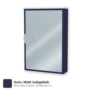 Tboss Mirror Box Cut 55 tükrös felsőszekrény, 1 ajtós, balos nyitás, Matt indigókék