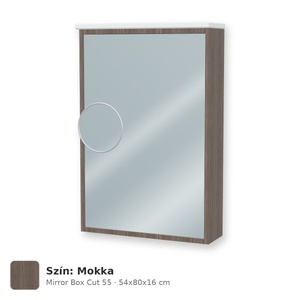 Tboss Mirror Box Cut 55 tükrös felsőszekrény, 1 ajtós, balos nyitás, Mokka