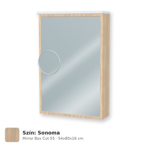 Tboss Mirror Box Cut 55 tükrös felsőszekrény, 1 ajtós, balos nyitás, Sonoma