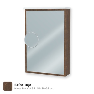 Tboss Mirror Box Cut 55 tükrös felsőszekrény, 1 ajtós, balos nyitás, Tuja