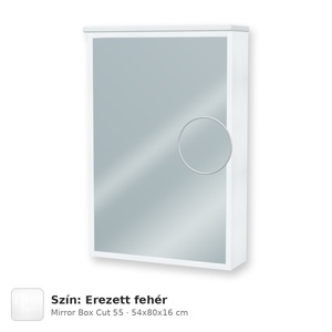 Tboss Mirror Box Cut 55 tükrös felsőszekrény, 1 ajtós, jobbos nyitás, Erezett fehér