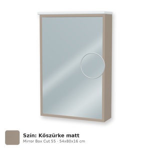 Tboss Mirror Box Cut 55 tükrös felsőszekrény, 1 ajtós, jobbos nyitás, Kőszürke matt