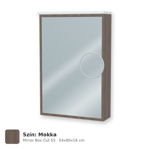 Tboss Mirror Box Cut 55 tükrös felsőszekrény, 1 ajtós, jobbos nyitás, Mokka