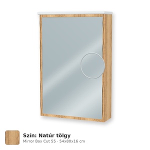 Tboss Mirror Box Cut 55 tükrös felsőszekrény, 1 ajtós, jobbos nyitás, Natúr tölgy
