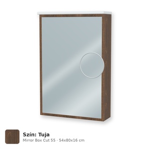 Tboss Mirror Box Cut 55 tükrös felsőszekrény, 1 ajtós, jobbos nyitás, Tuja