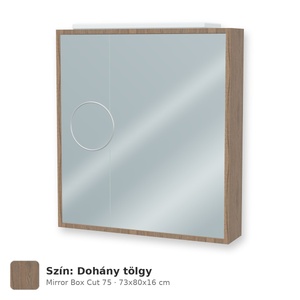 Tboss Mirror Box Cut 75 tükrös felsőszekrény, 2 ajtós, Dohány tölgy