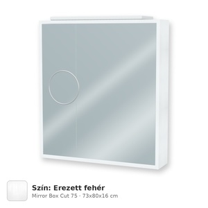 Tboss Mirror Box Cut 75 tükrös felsőszekrény, 2 ajtós, Erezett fehér