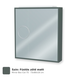 Tboss Mirror Box Cut 75 tükrös felsőszekrény, 2 ajtós, Füstös zöld matt