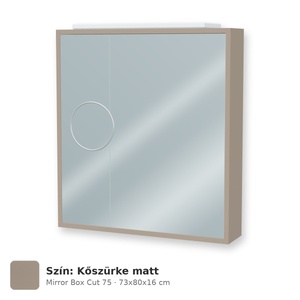 Tboss Mirror Box Cut 75 tükrös felsőszekrény, 2 ajtós, Kőszürke matt