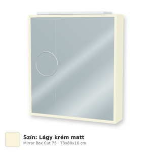 Tboss Mirror Box Cut 75 tükrös felsőszekrény, 2 ajtós, Lágy krém matt