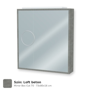 Tboss Mirror Box Cut 75 tükrös felsőszekrény, 2 ajtós, Loft beton