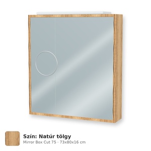 Tboss Mirror Box Cut 75 tükrös felsőszekrény, 2 ajtós, Natúr tölgy