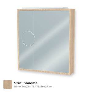 Tboss Mirror Box Cut 75 tükrös felsőszekrény, 2 ajtós, Sonoma