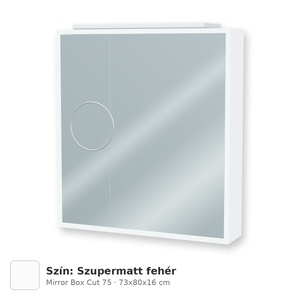 Tboss Mirror Box Cut 75 tükrös felsőszekrény, 2 ajtós, Szupermatt fehér