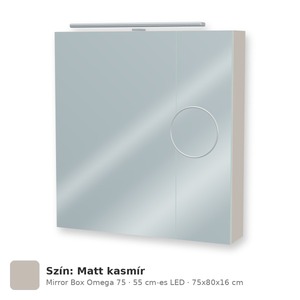 Tboss Mirror Box Omega 75 tükrös felsőszekrény, 2 ajtós, 55 cm-es LED-lámpával, Matt kasmír