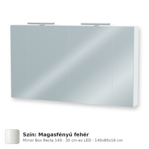Tboss Mirror Box Recta 140 tükrös felsőszekrény, 2 ajtós