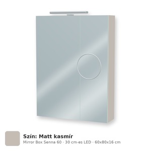 Tboss Mirror Box Senna 60 tükrös felsőszekrény, 2 ajtós, 30 cm-es LED-lámpával, Matt kasmír