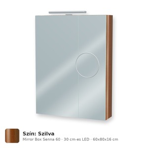 Tboss Mirror Box Senna 60 tükrös felsőszekrény, 2 ajtós, 30 cm-es LED-lámpával, Szilva