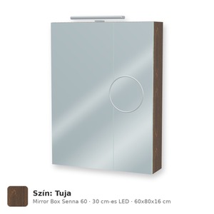 Tboss Mirror Box Senna 60 tükrös felsőszekrény, 2 ajtós, 30 cm-es LED-lámpával, Tuja