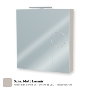 Tboss Mirror Box Senna 75 tükrös felsőszekrény, 2 ajtós, 30 cm-es LED-lámpával, Matt kasmír