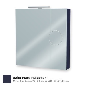 Tboss Mirror Box Senna 75 tükrös felsőszekrény, 2 ajtós, 30 cm-es LED-lámpával, Matt indigókék