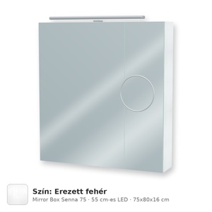 Tboss Mirror Box Senna 75 tükrös felsőszekrény, 2 ajtós, 55 cm-es LED-lámpával, Erezett fehér